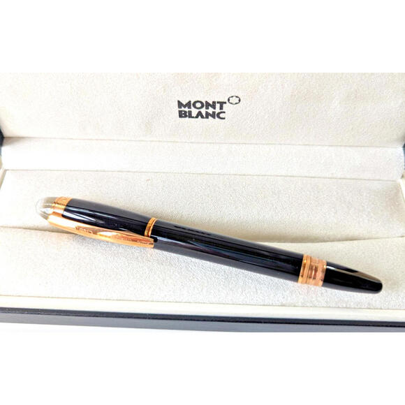2014 Montblanc StarWalker Rose Gold Trim Rollerball Pen Black Resin 105652 READ